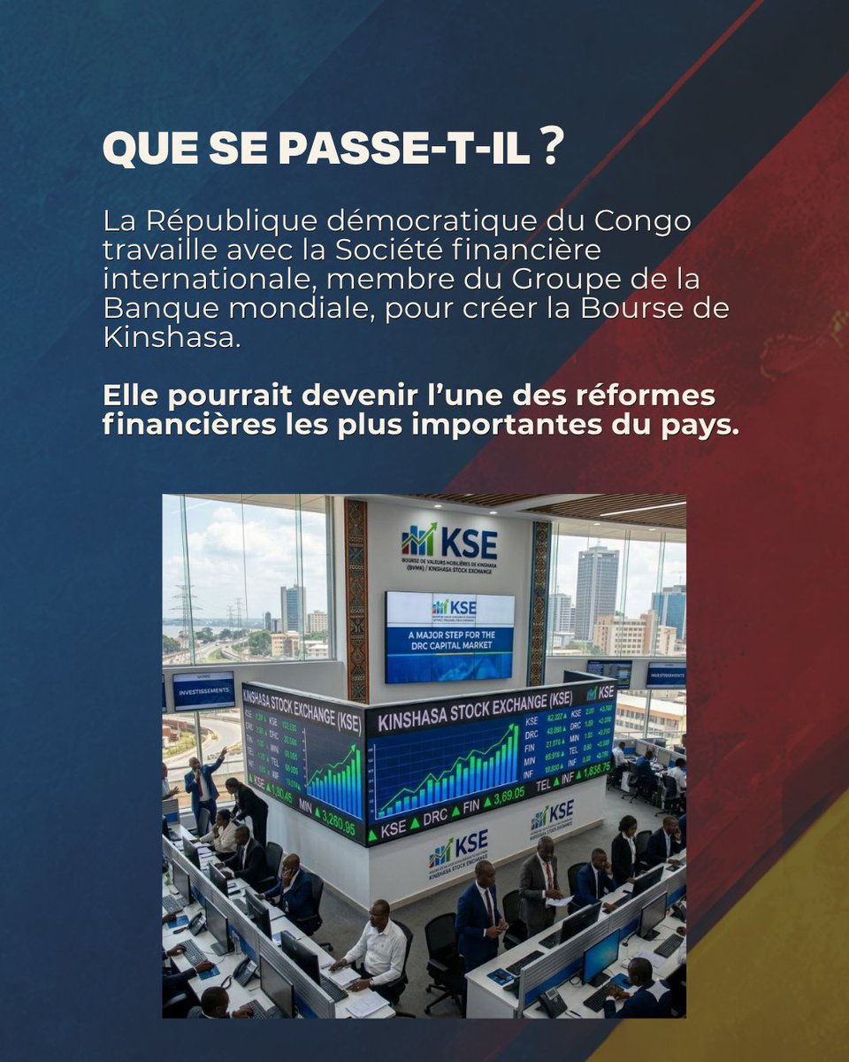 CongoAvance's tweet photo. Le projet de Bourse de Kinshasa pourrait devenir l’une des réformes financières les plus importantes de l’histoire économique moderne de la République démocratique du Congo. https://t.co/4i92Q3yzHf