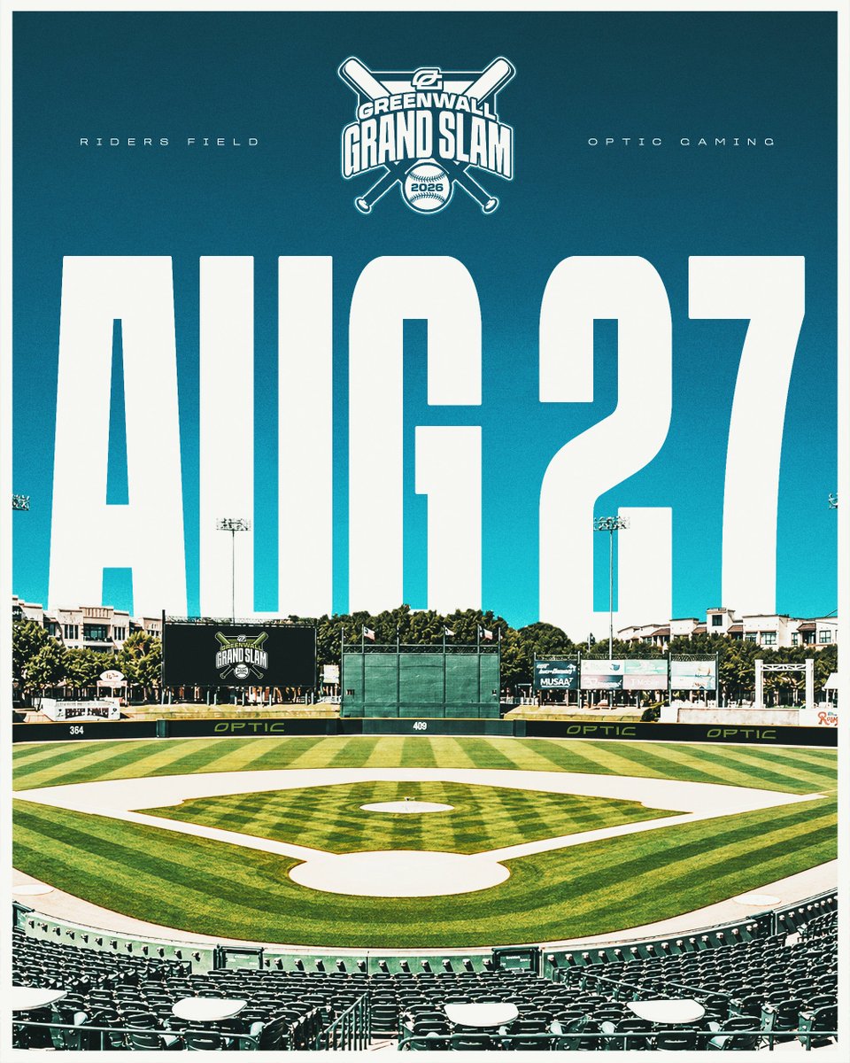 OpTic's tweet photo. The 2026 OpTic #GreenWall Grand Slam Invitational ⚾️

08.27.26 | 1 WEEK AWAY

Full teams &amp; special guest announcements 🔜 https://t.co/HqN8f5tkGQ