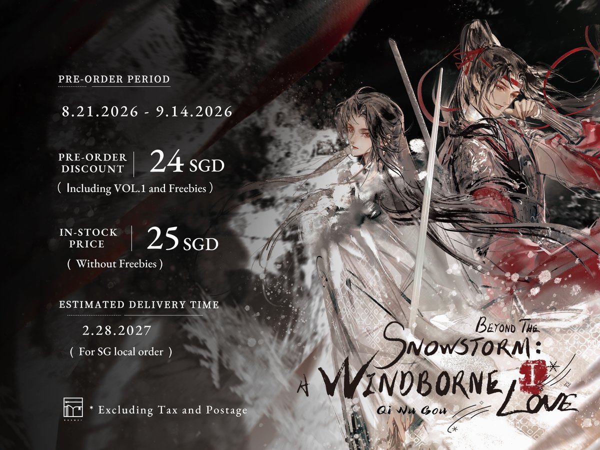 Rosmeihey's tweet photo. #Rosmeiannouncement #rosmeipreorder
❄️Beyond the Snowstorm: A Windborne Love Vol.1 (Pre-order)
🔗Purchase link:
https://t.co/AvJBF86O83
🔖For the synopses: https://t.co/yp2mapHexu
📃For the previews: https://t.co/YqpJqSPjiQ
💖Promo: We will draw 1 reader from retweet to gift Beyond the Snowstorm: A Windborne Love Vol.1 on Feb 28, 2027
