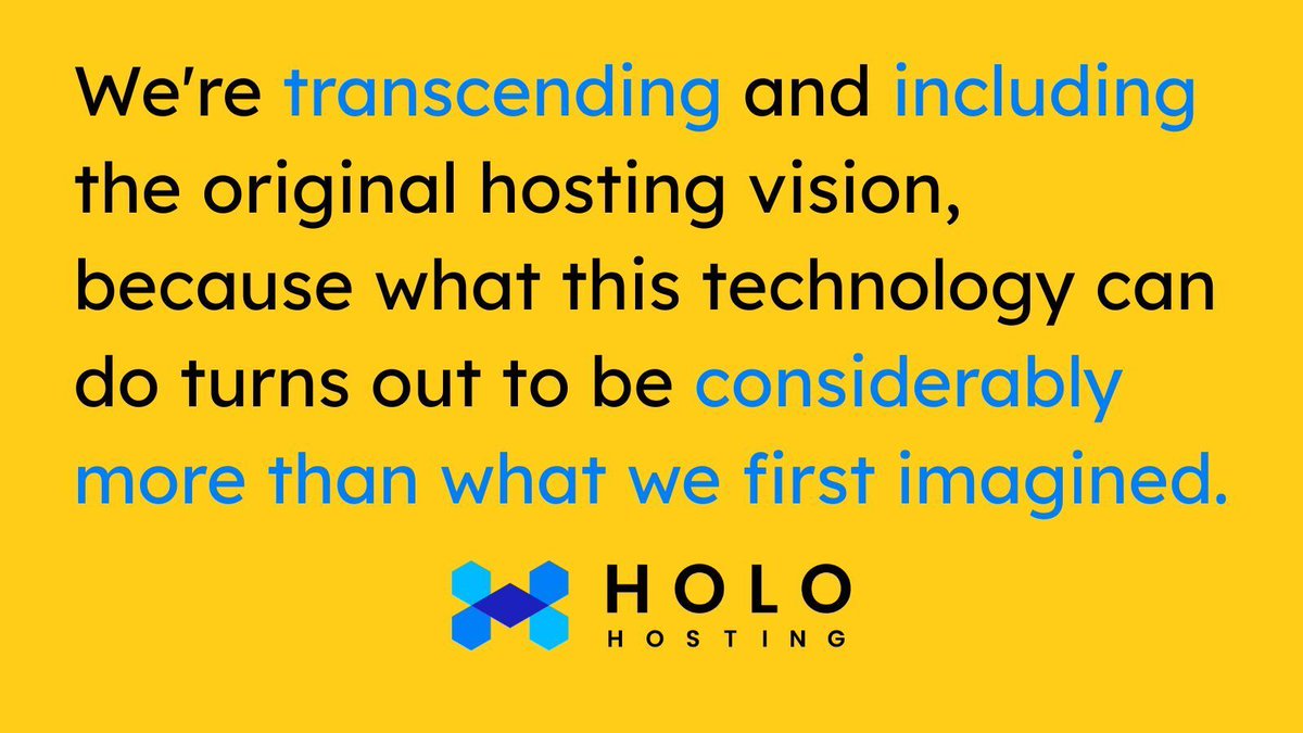 H_O_L_O_'s tweet photo. The commercial landscape has shifted as dramatically as the threat landscape. The hosting economics we proposed in 2017 have since been borne out by an entire decentralised-compute sector.

And we're now in front of a commercial opportunity significantly larger than the one we originally set out to address — and an infrastructure need the prevailing architecture can’t meet.

We're transcending and including the original hosting vision, because what this technology can do turns out to be considerably more than what we first imagined.

That vision was sound. The opportunity was real, and the architectural approach was right. It also barely scraped the surface of what was both possible– and now more necessary than ever. The 2017 paper half-saw this itself, noting that if HoloFuel were ever used as a more general-purpose currency, hosting would become a smaller part of the economy, making room for asset-backed currencies for energy, food, and transport.

What was an aside then is the argument now.