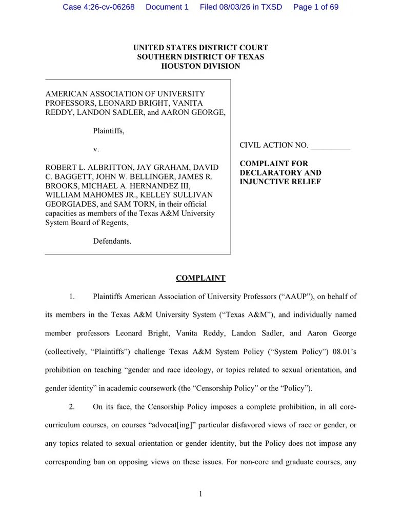AAUP's tweet photo. @aaup_utAustin @HigherEdDive Full complaint here: https://t.co/l3UkVq74br https://t.co/FoGM7GQDZN