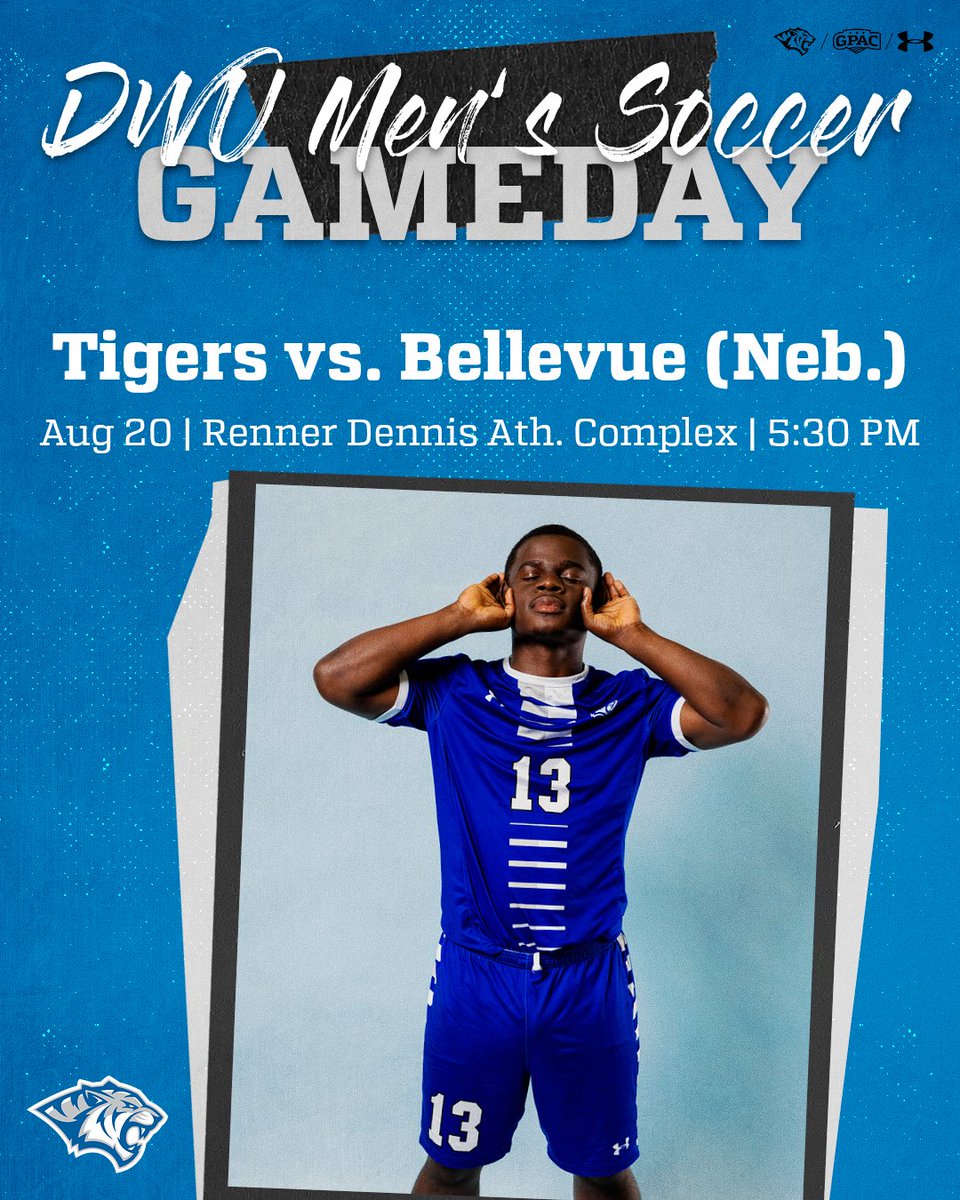 DWTigerMSOC's tweet photo. #GAMEDAY as the Tigers kick off the 2026 regular season down in Nebraska against the Bruins!

🆚 Bellevue (Neb.)
📍 Renner Dennis Athletic Complex, Bellevue, Neb.
⏰ 5:30 PM
📽️/📊 https://t.co/Epb2HWcC1c

#RollTige | #BleedBlue https://t.co/sFLAWCl67M