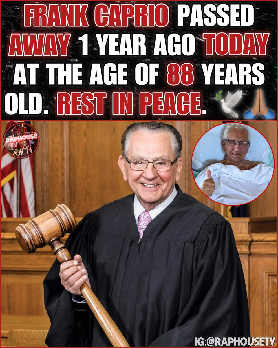 raphousetv2's tweet photo. Frank Caprio Passed Away 1 Year Ago Today At The Age Of 88 Years Old. RIP. 🕊️💔🙏🏽 https://t.co/5VoaNQXsOa