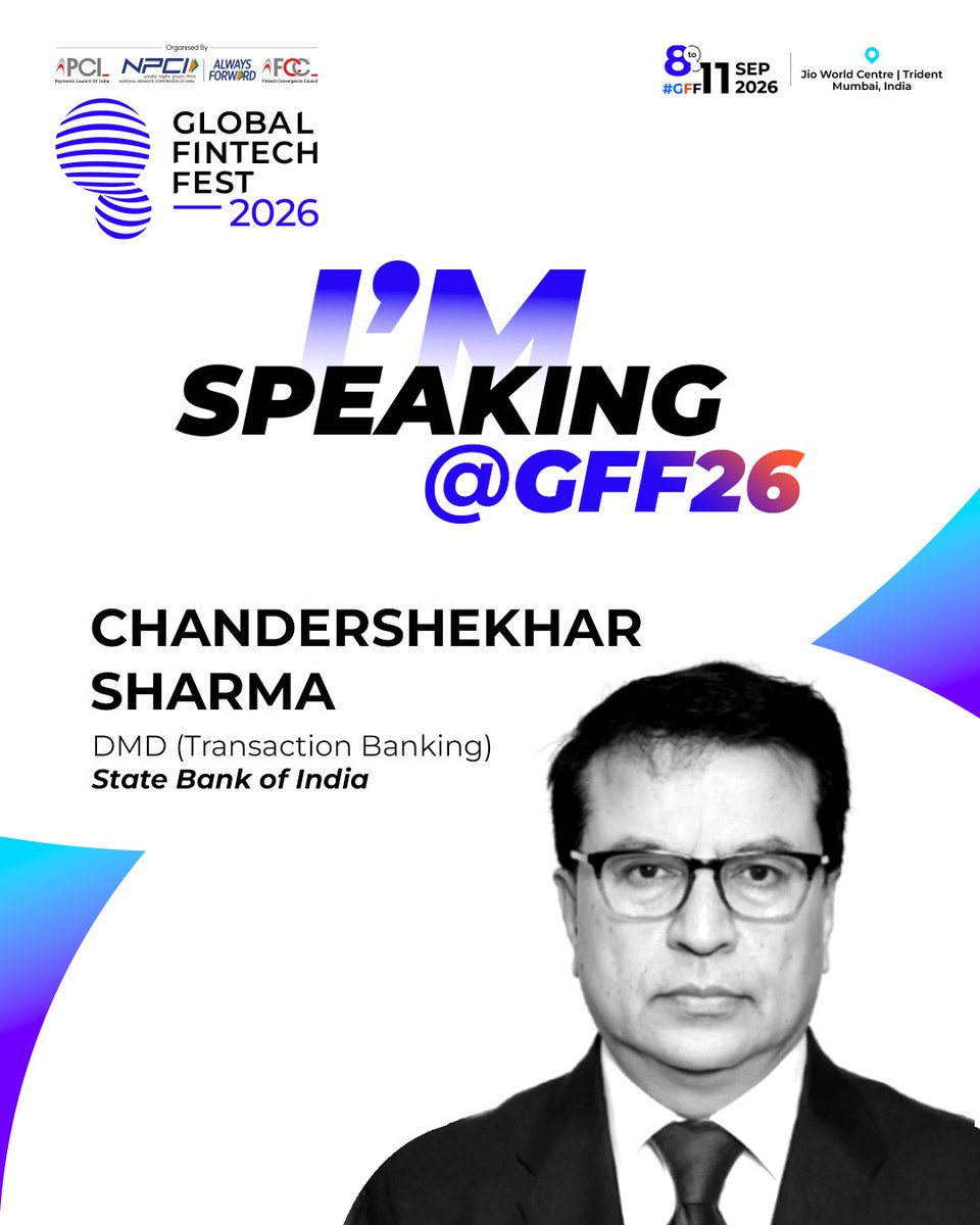 shekharz1967's tweet photo. See you in Mumbai this September as we shape the future of finance with the world’s leading fintech voices.
#GFF #GFF2026 #IAmSpeaking https://t.co/lQohVKF7V8