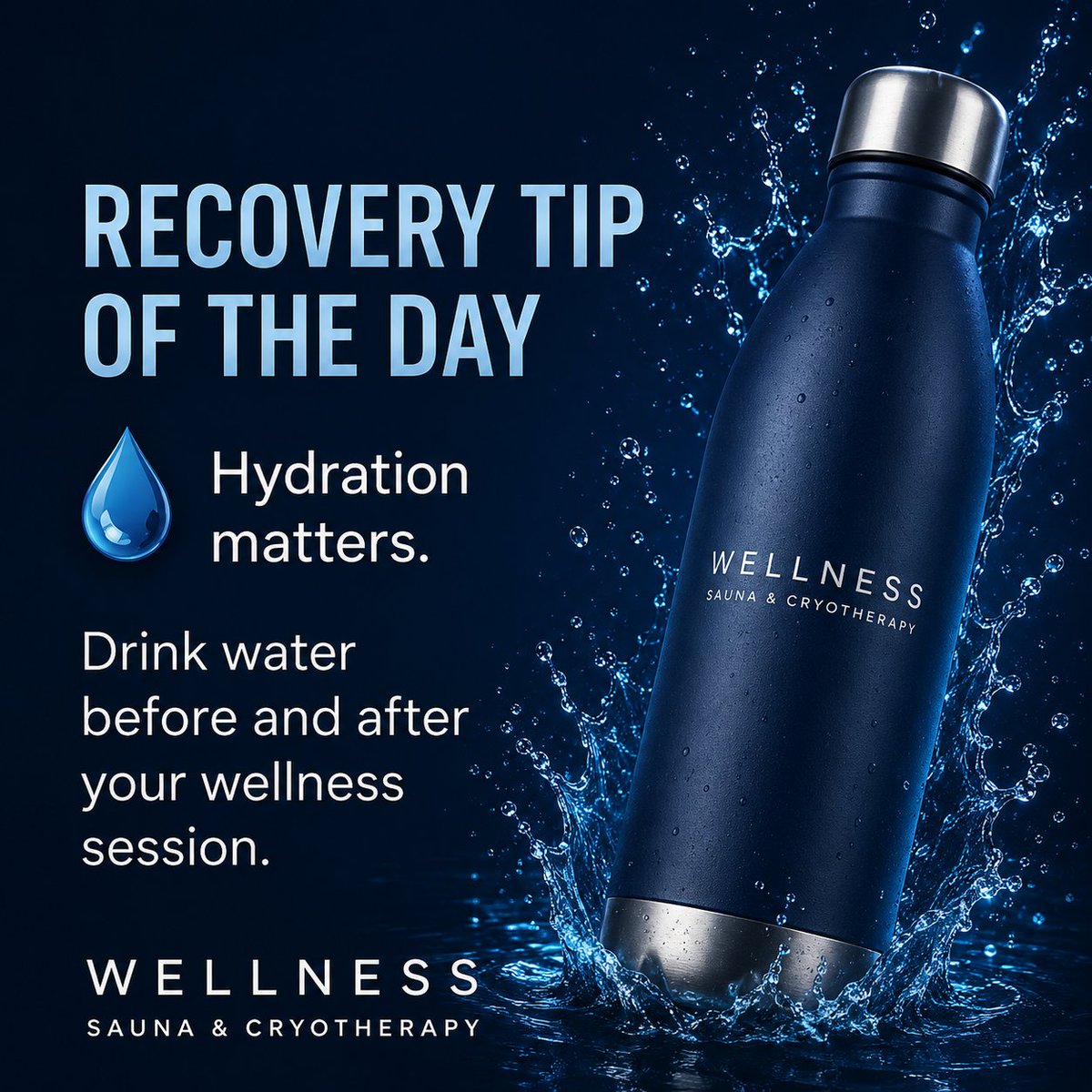 wellnessSnC's tweet photo. Hydration supports every wellness routine. Drink water before and after your session to help your body feel refreshed and ready. Visit Wellness Sauna &amp; Cryotherapy in Las Vegas and prioritize your recovery. #Hydration #LasVegasWellness #Recovery Now! https://t.co/kGa9dwk2A0
