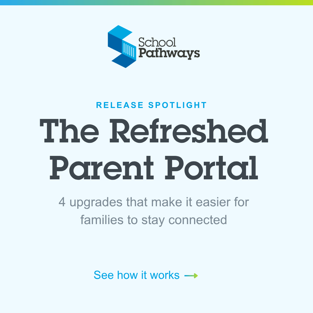 _SchoolPathways's tweet photo. Our refreshed Parent Portal brings grades, attendance, and events into a single connected view. Swipe to see what's new: https://t.co/CWkdUXJkyI

#ParentEngagement #SIS https://t.co/AMSoFu51cR