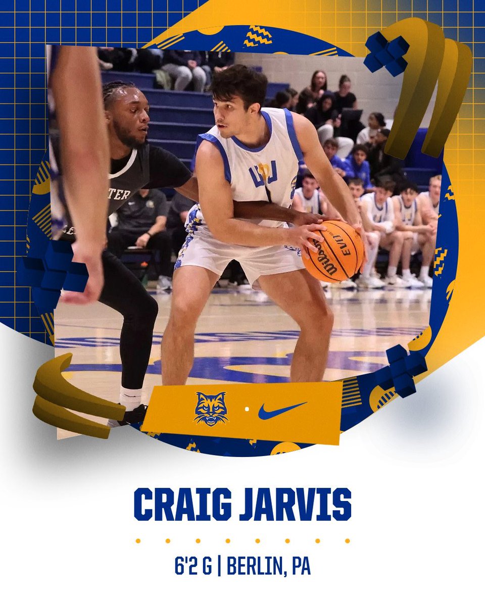 UPGbasketball's tweet photo. Next up, we have Craig Jarvis who comes to us from Pitt Johnstown. 

Welcome to Greensburg, Craig! 🔵🟡

#BobcatPride https://t.co/fW3EjWpBnL
