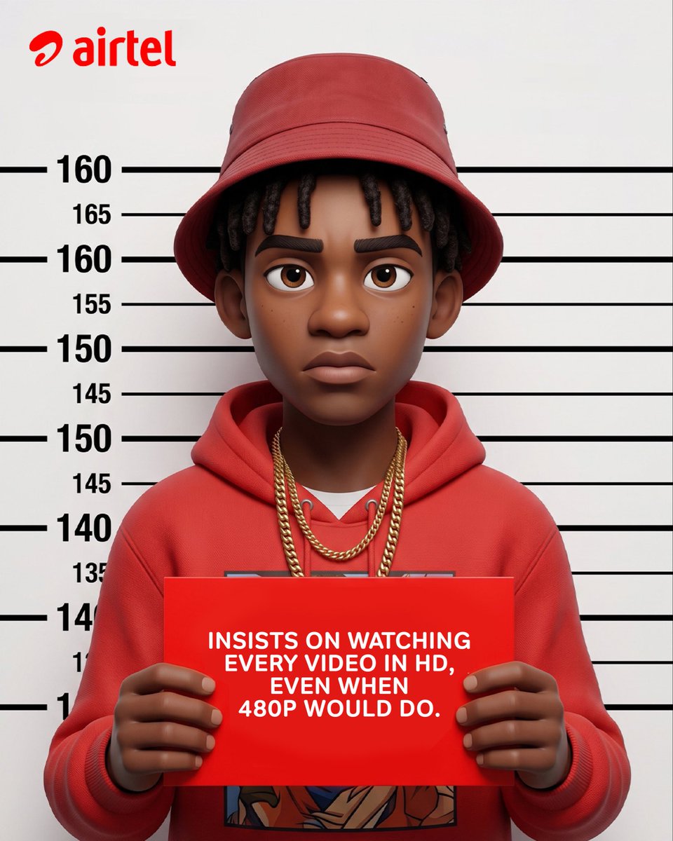 AirtelNigeria's tweet photo. Your data didn’t just disappear. 

It was last seen: 📱 Running in the background
🎬 Streaming in HD
🔄 Updating automatically
📲 Scrolling endlessly

Take control. Check your usage, limit background data &amp; switch off unnecessary auto-updates.

What’s your data crime? 👇🏾 https://t.co/m5aaGK2Ru0