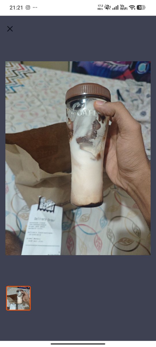 AshuCFC's tweet photo. Ordered the BK Fushion Shake from @BurgerKing 's Vastrapur outlet in Ahmedabad. I didn't realise I was paying Rs. 280 + GST  for fucking whipped cream. Half the bottle is empty and no milk in it whatsoever. https://t.co/zRTspo8Mql