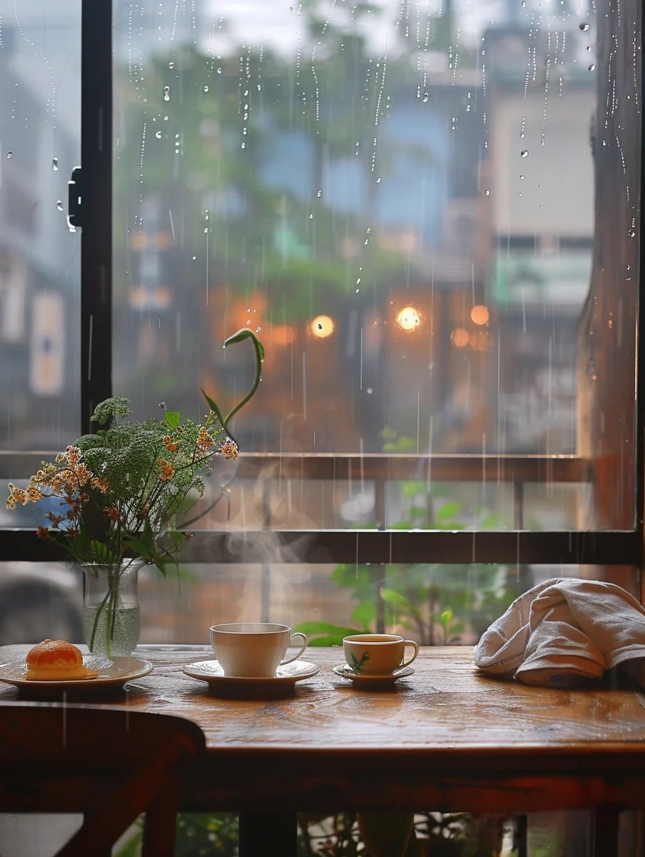 GhostBobBoolin's tweet photo. Got caught in a sudden rain on the way home—wet hair, cold hands, but the hot tea waiting on my desk makes everything soft today. https://t.co/poPh1dmDl8
