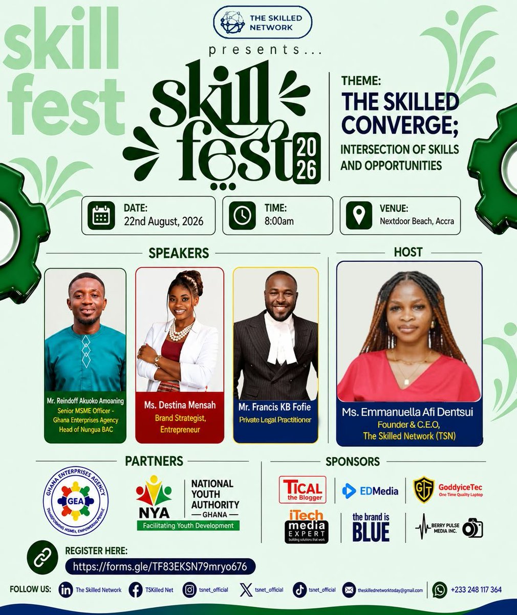 tsnet_official's tweet photo. 2 DAYS TO GO! ⏳💚

𝑴𝑬𝑬𝑻 𝑶𝑼𝑹 HOST— 𝑴𝑰𝑺𝑺 @Afyah_4Christ
Founder &amp; CEO, The Skilled Network. Educator. Writer. Programme Organizer.
TSN SKILLFEST ’26 IS ALMOST HERE!!

🔗 Register Now: https://t.co/HLNfCCbgL1

#SkillFest26 #2DaysToGo #TheSkilledNetwork https://t.co/VzPbO5YmsR