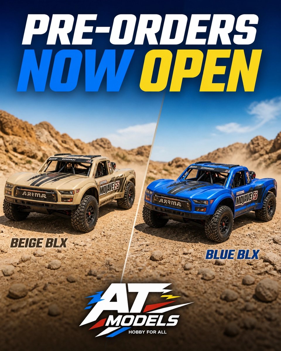 aligntrexcouk's tweet photo. PRE-ORDERS NOW OPEN.. ARRMA Mojave 6S BLX in Beige or Blue.. Which colour is yours? ATModels
https://t.co/xMW3EjleAq
#ATModels #ARRMA #Mojave6S #RCCars https://t.co/kqZS8V2hQG