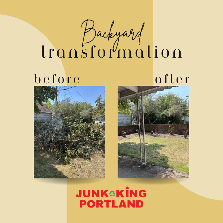 PortlandJunk's tweet photo. Brush pile → open lawn. 🌿🚛 Yard waste cleared in one visit, with green waste recycled where possible. ♻️ Free estimates from Junk King Portland.

#TransformationThursday #JunkKingPortland #YardWaste https://t.co/af8ED5YVOn