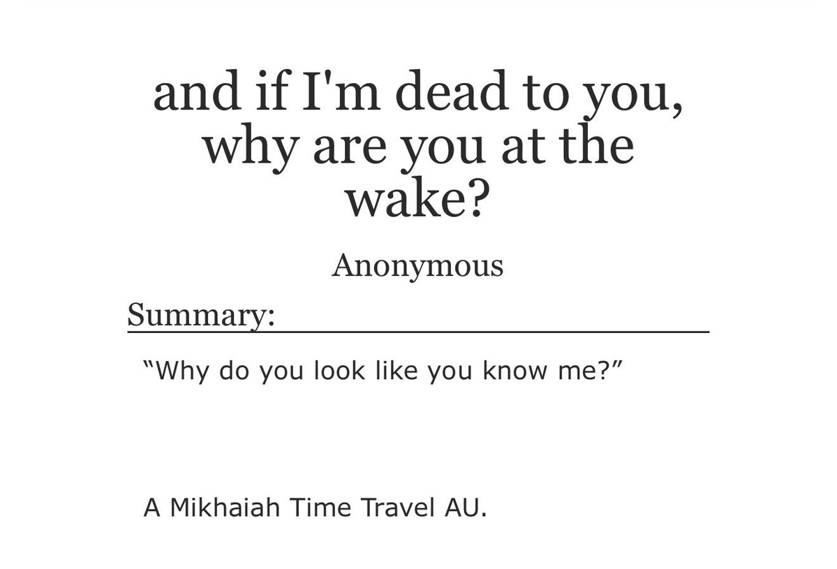 aphroditeholic's tweet photo. hands down, one of the best mikhaiah aus i’ve ever read. i’m not a fan of time travel, which is why i was a little hesitant to read this at first, but boy, did this prove me wrong !! you know when a story is so well-written that you can actually feel what the characters are feeling? yeah, that was this for me. 

an absolute emotional roller coaster from start to finish. i felt like i was right there with them. wish i could erase my memory and read this again for the first time.

kali and maraiah, you wrecked me in the best way possible ❤️‍🩹