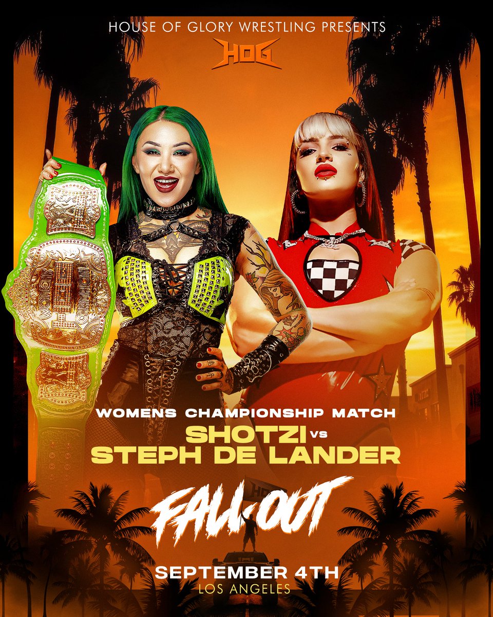 HOGwrestling's tweet photo. ICYMI: After Steph De Lander’s brutal attack at #HighIntensity, Shotzi is ready for payback in Los Angeles! The HOG Women's Championship is on the line Friday September 4th!
Get your tickets to #HOGFALLOUT now ⬇️
https://t.co/hVOUycLORb https://t.co/9zqFbU8XUT