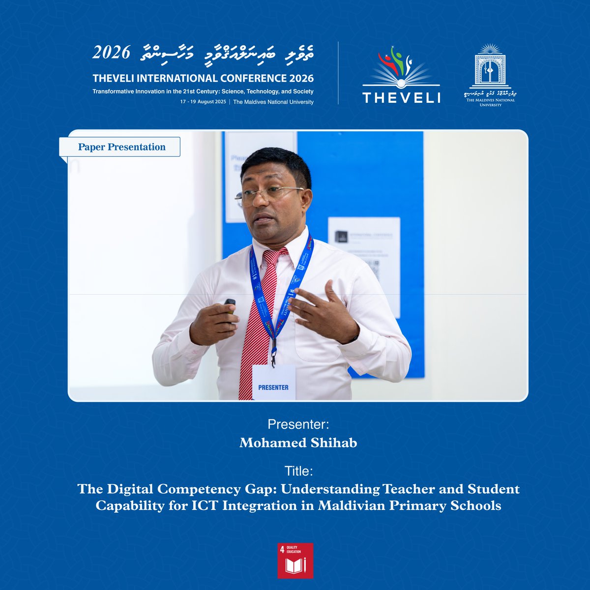 MNUedu's tweet photo. Theveli International Conference 2026 | Paper Presentations 
Day 1 (18th August 2026)
#Theveli #MNU #NationBuildingSince1973 #1UniversityInTheMaldives https://t.co/gAIEh5waWG