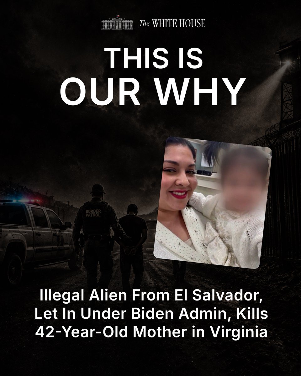 WhiteHouse's tweet photo. THIS IS OUR WHY: Alexis Cedillos-Campos is a criminal illegal who was arrested by CBP in 2024 after illegally crossing the Biden admin’s open border and then released back into the U.S.

This past week, that same criminal illegal brutally killed a mother in Virginia. 

@POTUS is taking dangerous criminal illegals off our streets & protecting American communities.