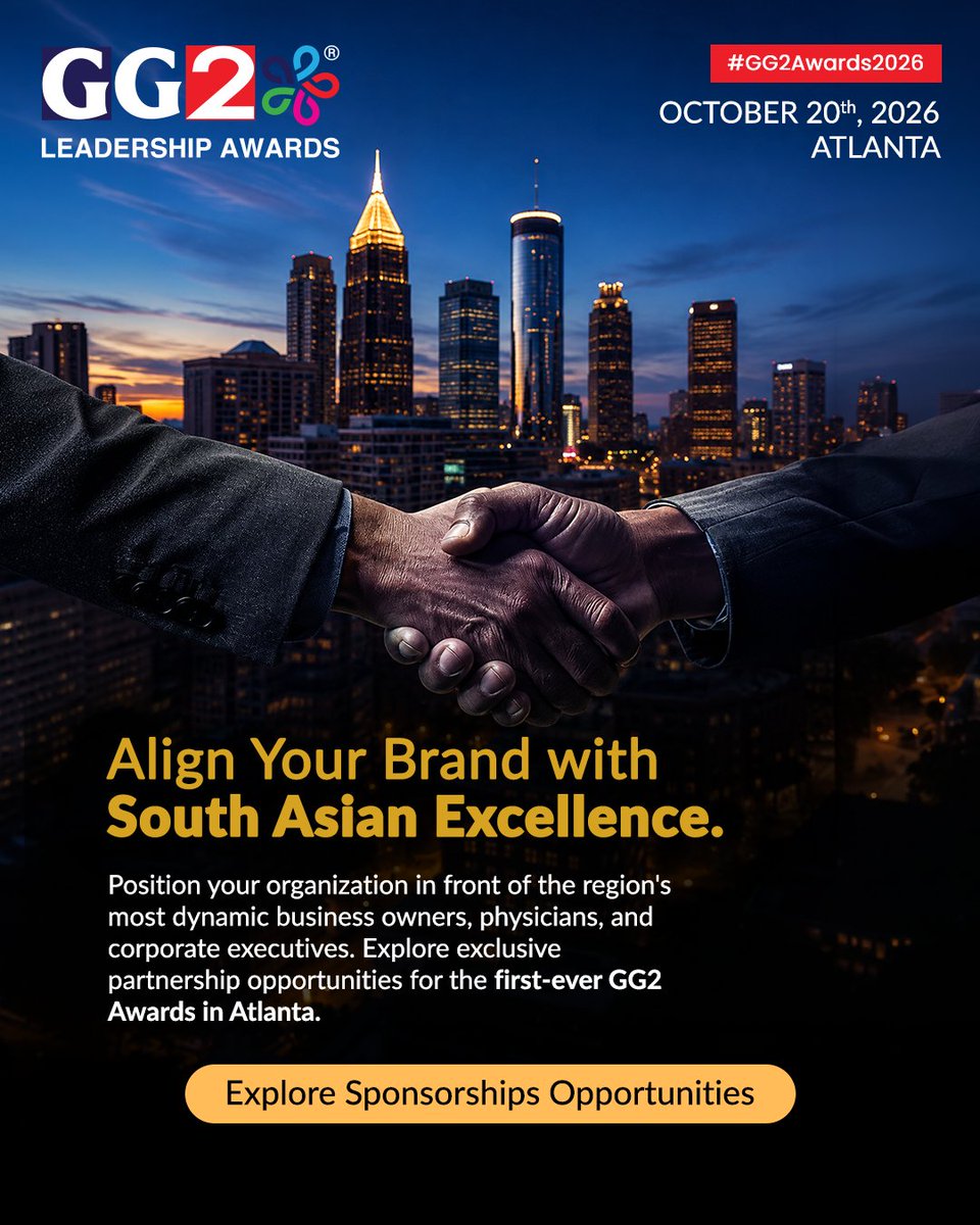 GG2_Awards_'s tweet photo. Join South Asian excellence, business and leadership at the GG2 Leadership Awards 2026 in Atlanta on October 20.

Showcase your brand, connect with influential leaders and be part of this landmark event.
Sponsor now: https://t.co/QmjPZHnZza

#GG2Awards2026 https://t.co/dnYY36OiUi