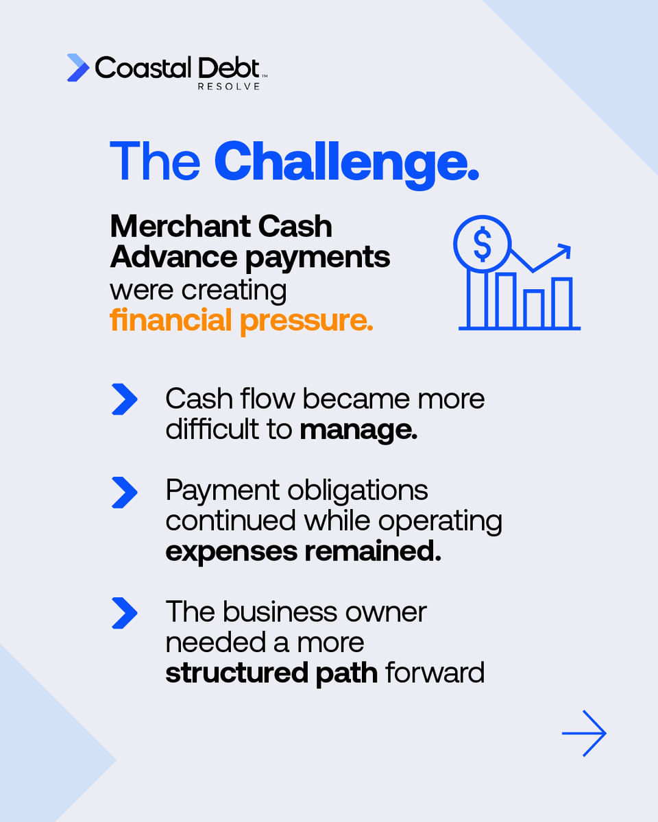 Coastal_Debt's tweet photo. Every business owner's story is different.
For this Virginia logistics company, Merchant Cash Advance (MCA) payments created financial challenges that affected day-to-day operations.

In this testimonial, the business owner shares their experience working with Coastal Debt Resolve from the challenges they faced to the support they received throughout the process.

Watch the full story to hear it in their own words. 
https://t.co/fBvVKML9zw

#CustomerTestimonial #LogisticsIndustry #MerchantCashAdvance #MCADebt #BusinessDebt #CashFlowManagement #SmallBusinessOwner #BusinessFinance #FinancialEducation #CoastalDebtResolve

Testimonials reflect individual business experiences. Results vary and are not guaranteed. Results depend on individual business circumstances, creditor participation, and other factors.