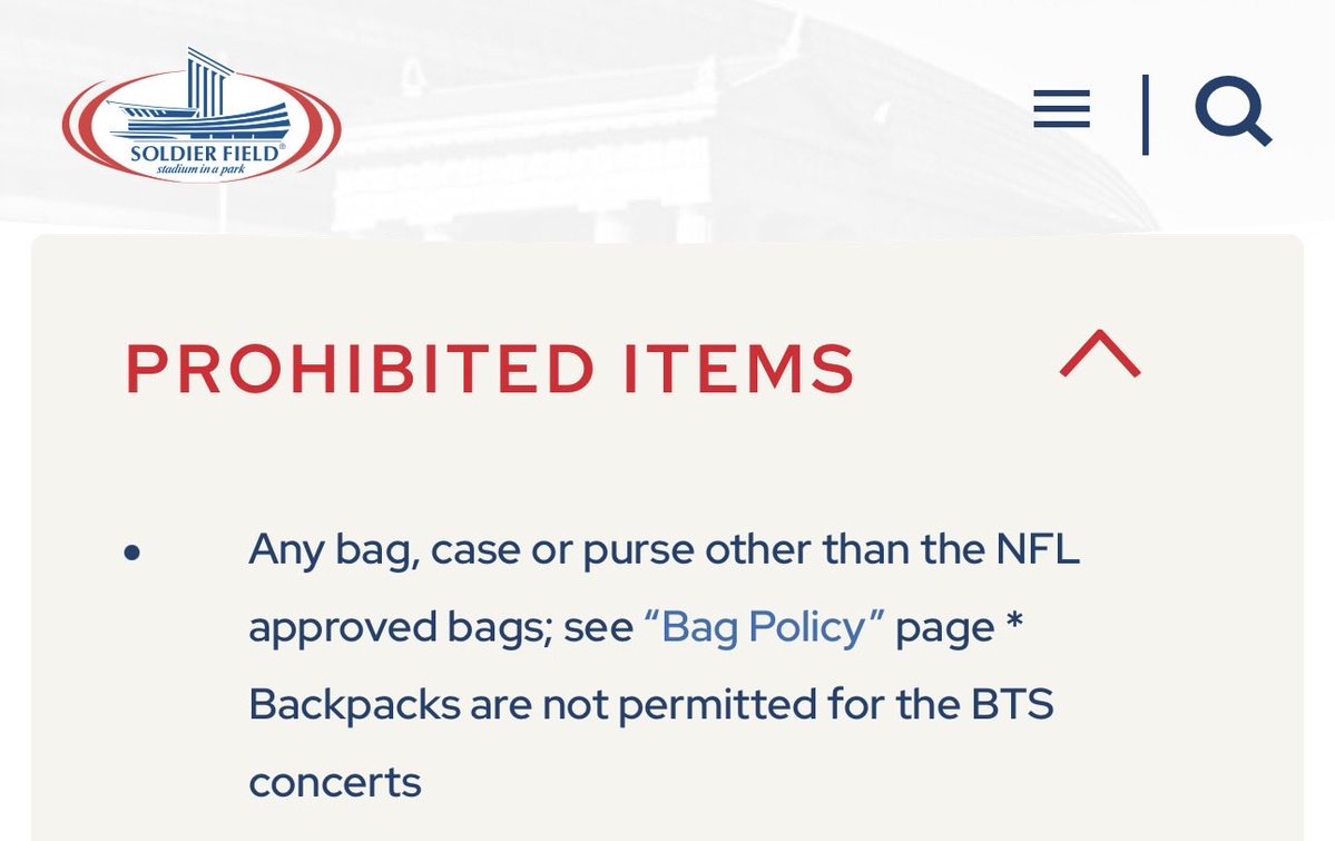 CHICAGOBTSARMY's tweet photo. Reminder that SF IS STRICT on bag policy! 

many ppl keep trying them at all concerts and they will make you put them in a locker near 18th st, your vehicle or in the trash!
The newest addition is no backpacks, exceptions are medical bags

#BTS_WORLDTOUR_ARIRANG https://t.co/cU4voDF1C0