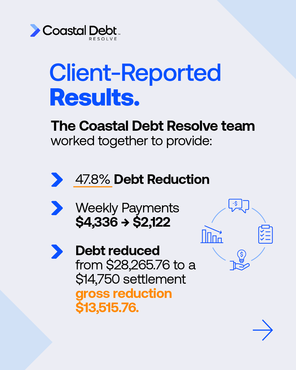 Coastal_Debt's tweet photo. Every business owner's story is different.
For this Virginia logistics company, Merchant Cash Advance (MCA) payments created financial challenges that affected day-to-day operations.

In this testimonial, the business owner shares their experience working with Coastal Debt Resolve from the challenges they faced to the support they received throughout the process.

Watch the full story to hear it in their own words. 
https://t.co/fBvVKML9zw

#CustomerTestimonial #LogisticsIndustry #MerchantCashAdvance #MCADebt #BusinessDebt #CashFlowManagement #SmallBusinessOwner #BusinessFinance #FinancialEducation #CoastalDebtResolve

Testimonials reflect individual business experiences. Results vary and are not guaranteed. Results depend on individual business circumstances, creditor participation, and other factors.