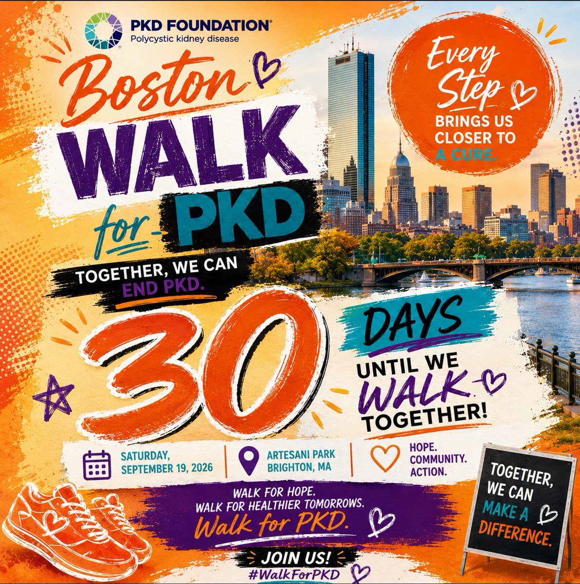 NewEnglandPkd's tweet photo. ๐งก๐ BOSTON โ 30 DAYS TO GO! ๐โฐ
In just 30 days, weโll come together for the 2026 Boston Walk for PKD!
๐
Sept. 19, 2026
๐ Artesani Park, Brighton
Every step brings us closer to better treatmentsโand a cure. ๐
Who are YOU walking for? ๐
#EndPKD #BostonWeekend #WalkForACure