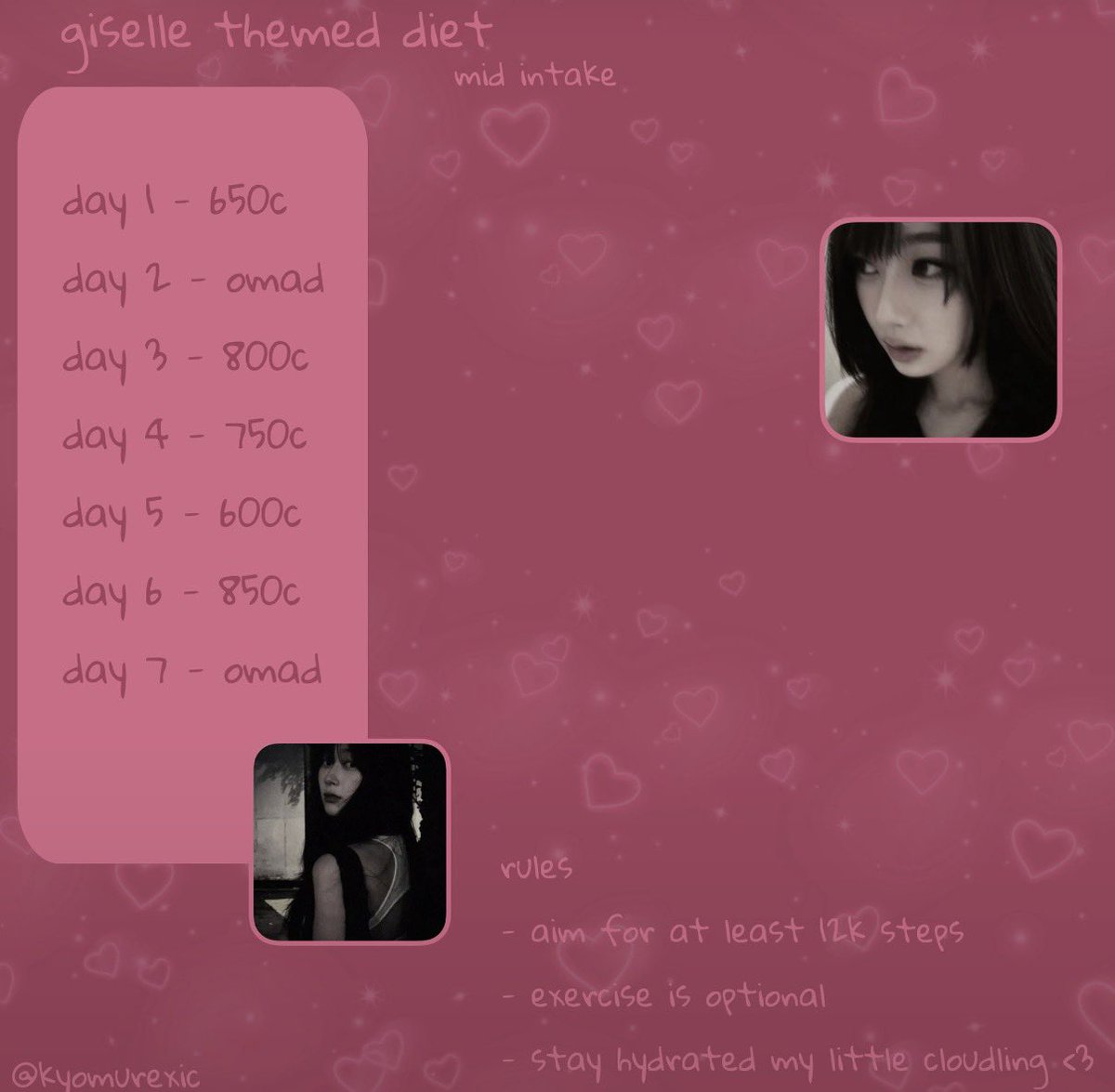 dollyswag4's tweet photo. going on vacation in 8 days how much do y’all think I’ll lose if i do start this diet tmrw?? ૮꒰ ˶• ༝ •˶꒱���  
diet from: @kyomurexic 
(I wouldn’t count day 7 since I’ll be on vacation that day) ˚₊‧꒰ა 𓂋 ໒꒱ ‧₊˚
🪡- #edrtwt  #anatwt  #kpopedtwt https://t.co/vWba7N1gby