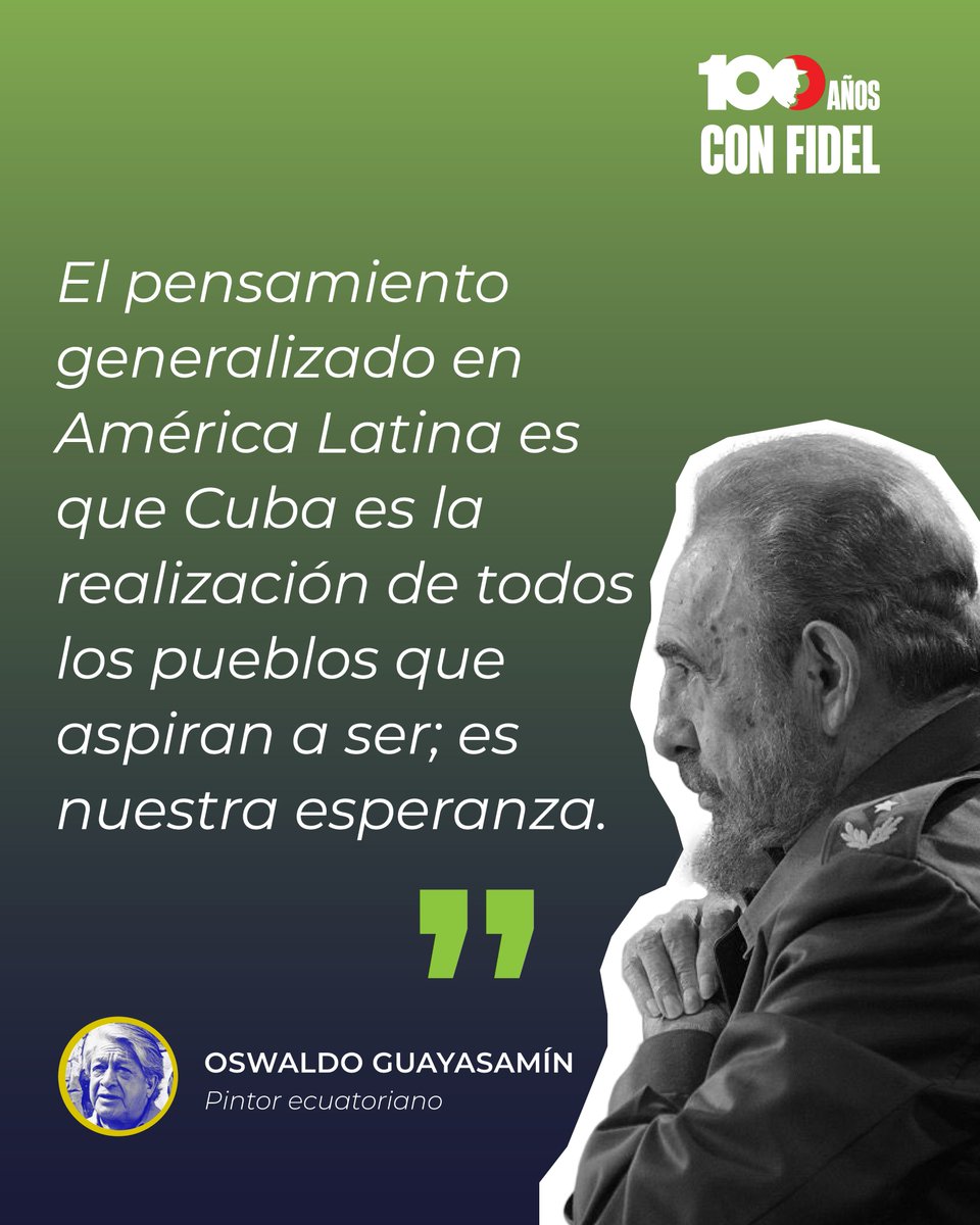 CubaMINREX's tweet photo. La impresión de Guayasamín sobre el Comandante en Jefe trascendió el lienzo. 

Para el gran artista ecuatoriano 🇪🇨, Fidel encarnaba la dignidad, la sensibilidad y la defensa de los pueblos de Nuestra América.

En los #100AñosConFidel, perdura también la huella de esa amistad❤️‍🔥 https://t.co/gkwNGJkBXx