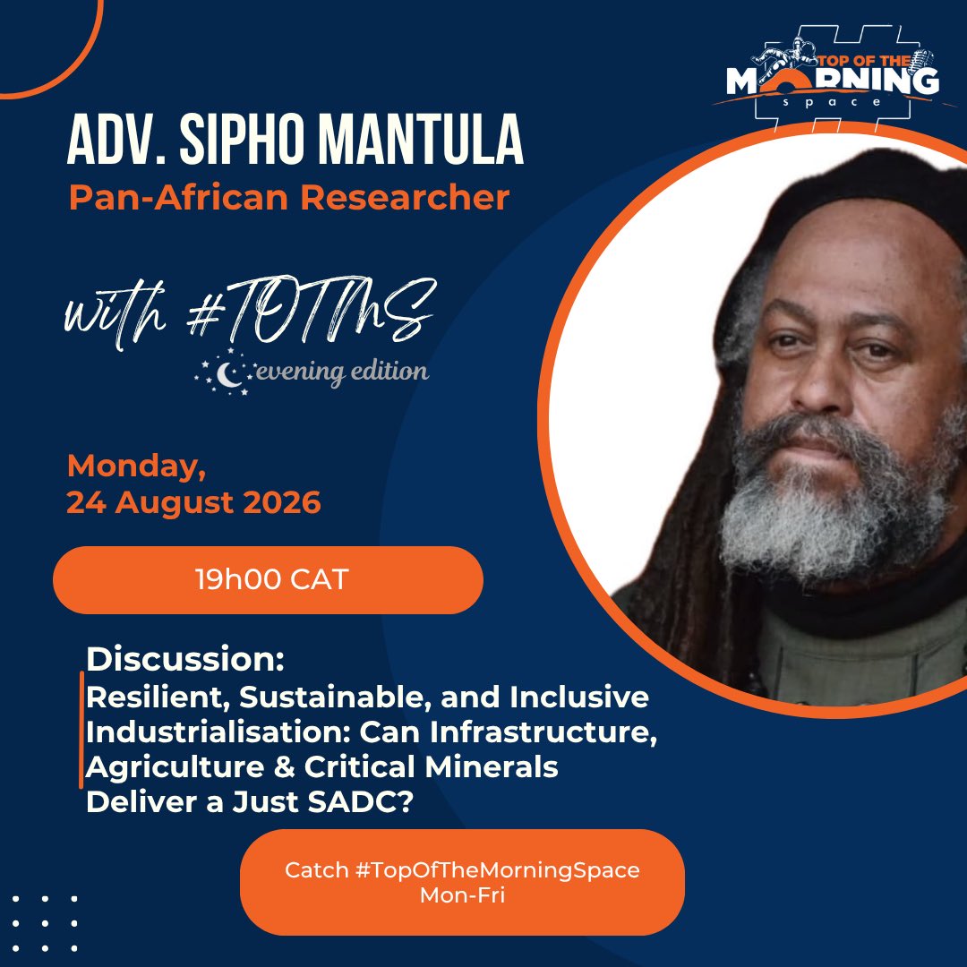 TOTMS_SA's tweet photo. #TopOfTheMorningSpace would like to sincerely apologise for postponing tonight’s #EveningEdition but we are working on making the topic bigger and better for you by getting views from other countries. 

Please join us on Monday, where we will be talking all things #2026SADCSummit https://t.co/7mznaWR5WS