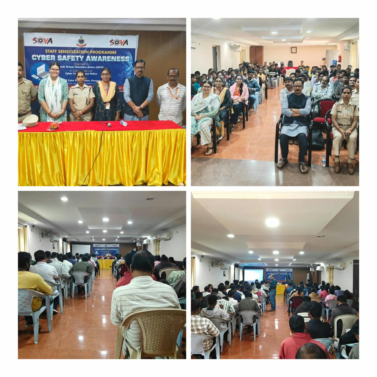 SPkoraput's tweet photo. Cyber Crime and Economic Offence Police Station, Koraput Police Organised cyber safety awareness Programme at Sova Office, Koraput. Sensitized about the Digital Arrest, Social media Abuse, Online loans and online shopping fraud, fraudulent Calls and OTP Protection, Fraudulent Gaming application, job fraud, investment fraud and APK files fraud.