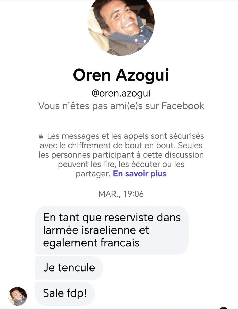 Ouyed_Benjamin's tweet photo. Oren Azogui français engagé dans Tsahal et fier de participer à un gen0cide. https://t.co/XqBxvTCeSv