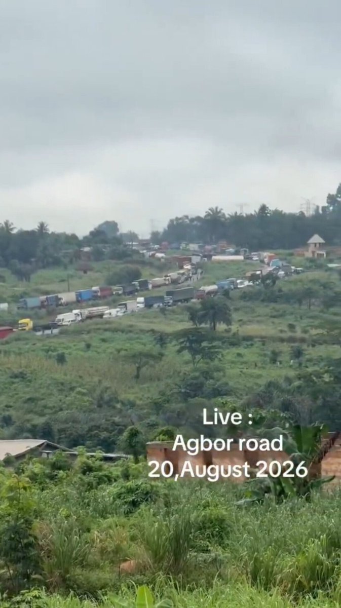 HarmlessHQ's tweet photo. You'd think this is car park but hell no.

This is a gridlock along the Agbor-Benin highway. It has been like this for the past 2 days.

It is reported that the road is very terrible and a death trap.

When Peter Obi advised the government to focus on revamping existing infrastructure, you called him a mad man.

But your mumsy is sleeping the third night on a journey of just 2 hours.