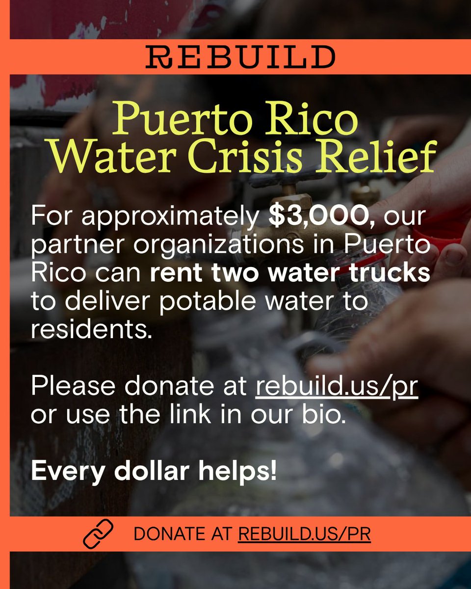 WeRebuildUs's tweet photo. A brutal combination of historic heat, record-shattering drought, and decades of crumbling infrastructure has pushed #PuertoRico into a devastating water emergency. 1/ https://t.co/xbkiy98LVG