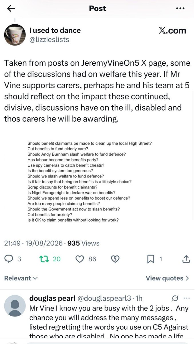 BillyNoMates's tweet photo. @theJeremyVine @lisa01403 @narindertweets @CarersUK https://t.co/F5OqgcBqfR