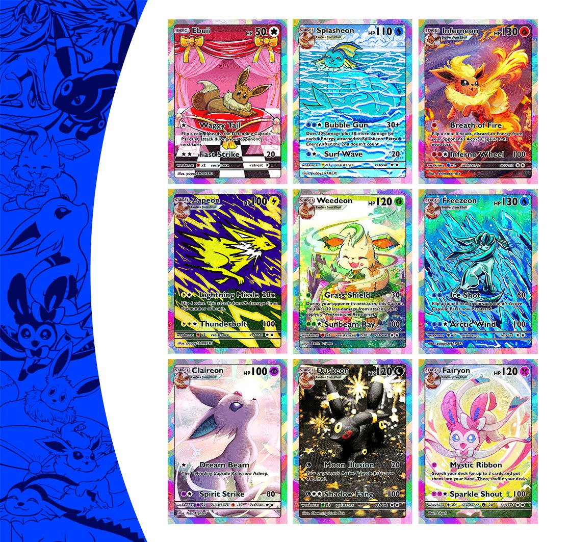 puppyShaker's tweet photo. #NDK 2026 is two weeks away, and I'm hosting a stamp rally! Support me and 5 other friends to get an Eeveelution trading card pack! https://t.co/VqGKBRhYwv