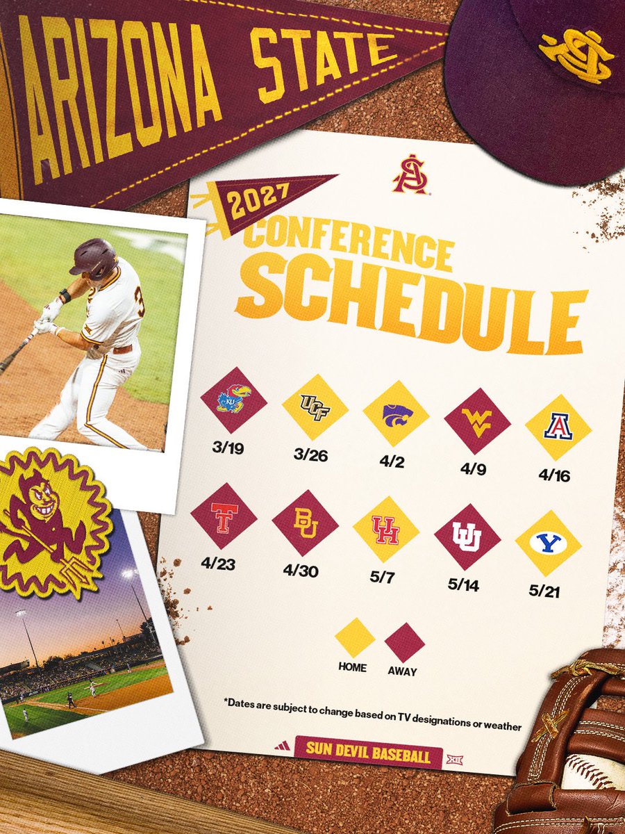 ASU_Baseball's tweet photo. 2027 conference schedule is here‼️
We’ll see y’all March 19th👀👀 https://t.co/eW5I1DhPTJ