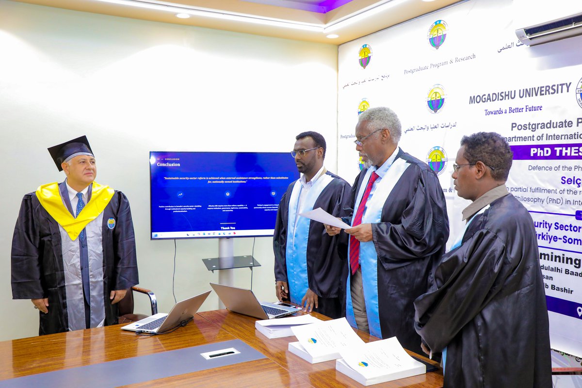 MogUniver's tweet photo. We extend our warmest congratulations to Mr. Selçuk BAŞ, General director of International Maarif Schools of Somalia, on the successful defense of his PhD dissertation in International Relations and Diplomacy. https://t.co/OquOTwJgOu