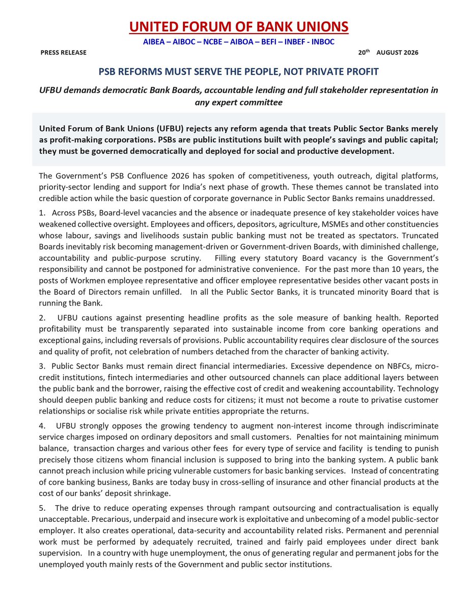 AIBEAofficial's tweet photo. PSB REFORMS MUST SERVE THE PEOPLE, NOT PRIVATE PROFIT
#UFBU #AIBEA https://t.co/HvTzzVqOk6