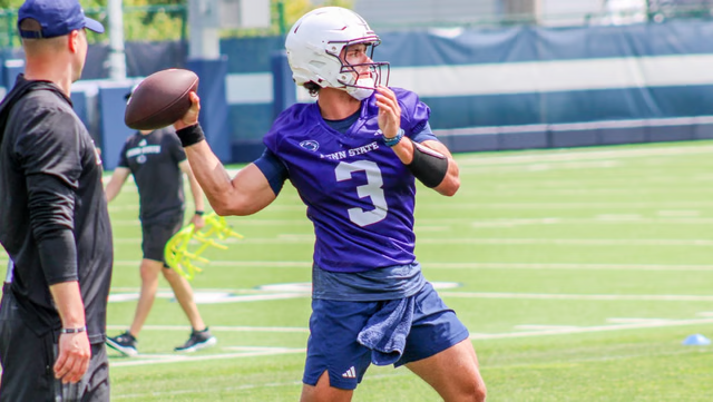 SeanFitzOn3's tweet photo. Penn State QB Rocco Becht has protected the football well in camp so far, but the senior also has 26 interceptions over the last three seasons.

Which version shows up next month will be vital for the Nittany Lions. 

Camp Questions: https://t.co/CQstPXwnQz https://t.co/dxyjpQN3Ha