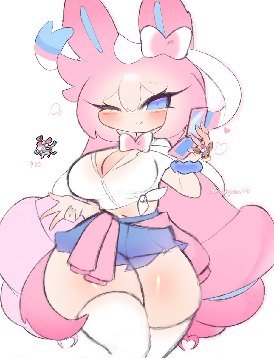 _Melodyheart's tweet photo. Gyaru Sylveon ♡ sfw https://t.co/yBTBbB0F7U