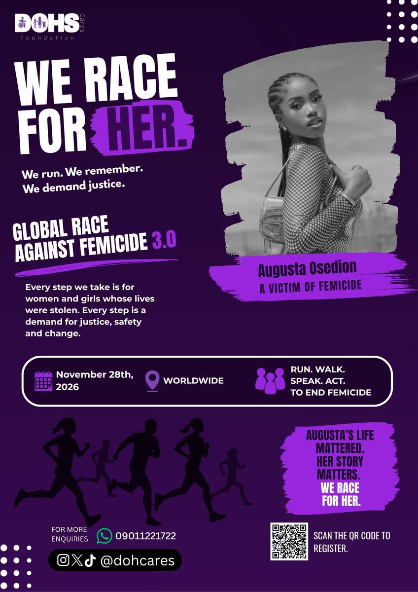 DOHScares's tweet photo. Behind every Femicide statistic is a woman who had dreams, a family, a future.
Femicide doesn’t just take a life, it silences a story before it’s finished.

On November 28th, 2026, we’re walking worldwide to say: ENOUGH!!! https://t.co/jwB9cGrqeR