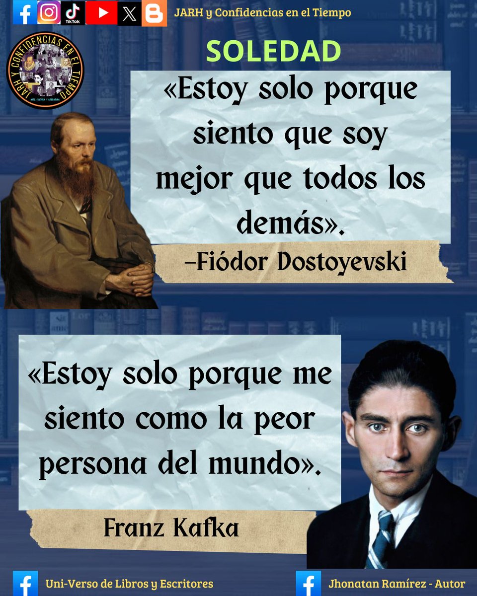 JhonatanJarh's tweet photo. 📌 SOLEDAD : «Fiódor DOSTOIEVSKI &amp; Franz KAFKA» 

#JARH #UniversoDeLibrosyEscritores #JARHyConfidenciasenelTiempo  #FiodorDostoievski #FranzKafka  #Soledad  #Arte #Cultura #Literatura #Escritores  

•Suscribirse al canal de YouTube: "JARH y Confidencias en el Tiempo" https://t.co/F9XOPViHgo