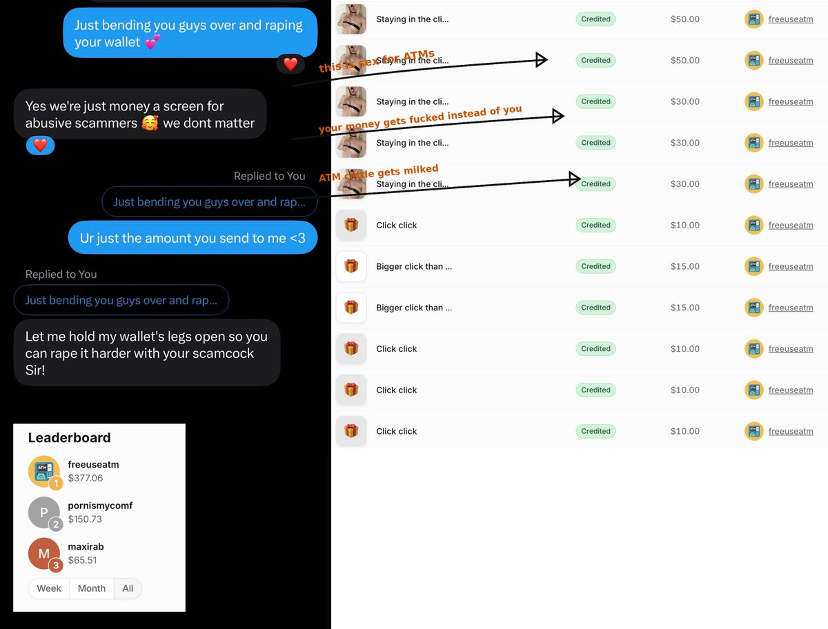 Findom4evrrr's tweet photo. 💕🧠 ANTI-SELF-HELP CLINIC 🧠💕

look how much money I made off one retard in the clinic🥰

✅ you wake up early
✅ you commute
✅ you clock in
✅ you work 8 hours
✅ you get paid
✅ you open manscam
✅ clinic gets funded
✅ mental health gets worse

Your career: necessary 

Your self improvement: unnecessary

My employment: apparently also unnecessary :3