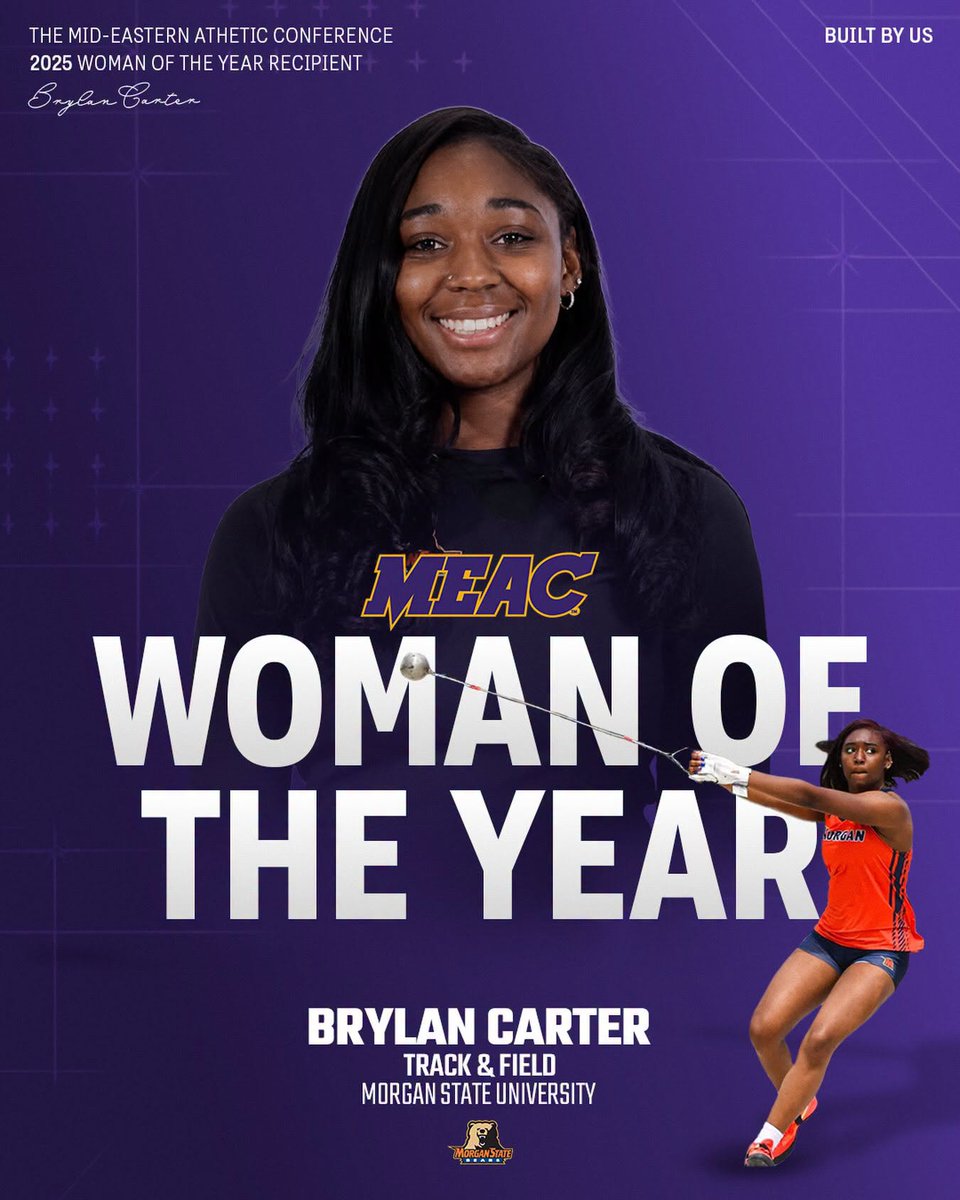 MorganStateU's tweet photo. Congratulations to Erick Hunter, the 2025–26 MEAC Male Student-Athlete of the Year, and Brylan Carter, the 2025–26 MEAC Woman of the Year! 🐻💙🧡

Both Bears exemplify excellence on and off the field, earning recognition for their academic achievement, athletic excellence, leadership, service, and impact on campus and beyond.

#GoBears
