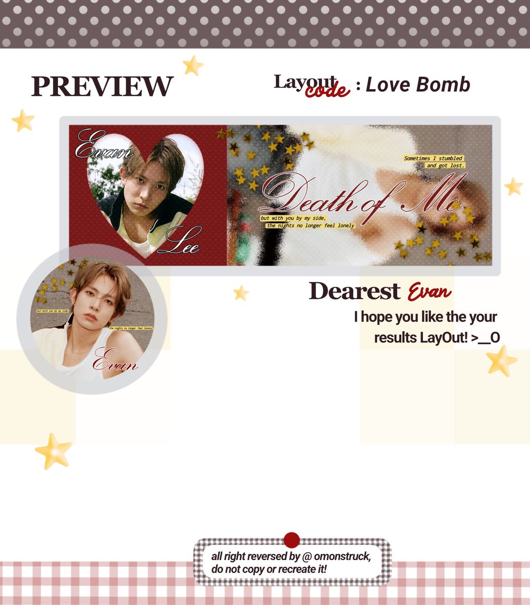 omonstruck's tweet photo. a repost would be appreciated, thanks! #zonauang 

binya tau enih kemaleman... tapi binya ada layout ready stock evan heeseung foto konsepnya! pricé bisa cekkie ALT yaw, free retext nick. mari habiskan lemyot evan ol >__O🩷 https://t.co/BjlsYqcGYx