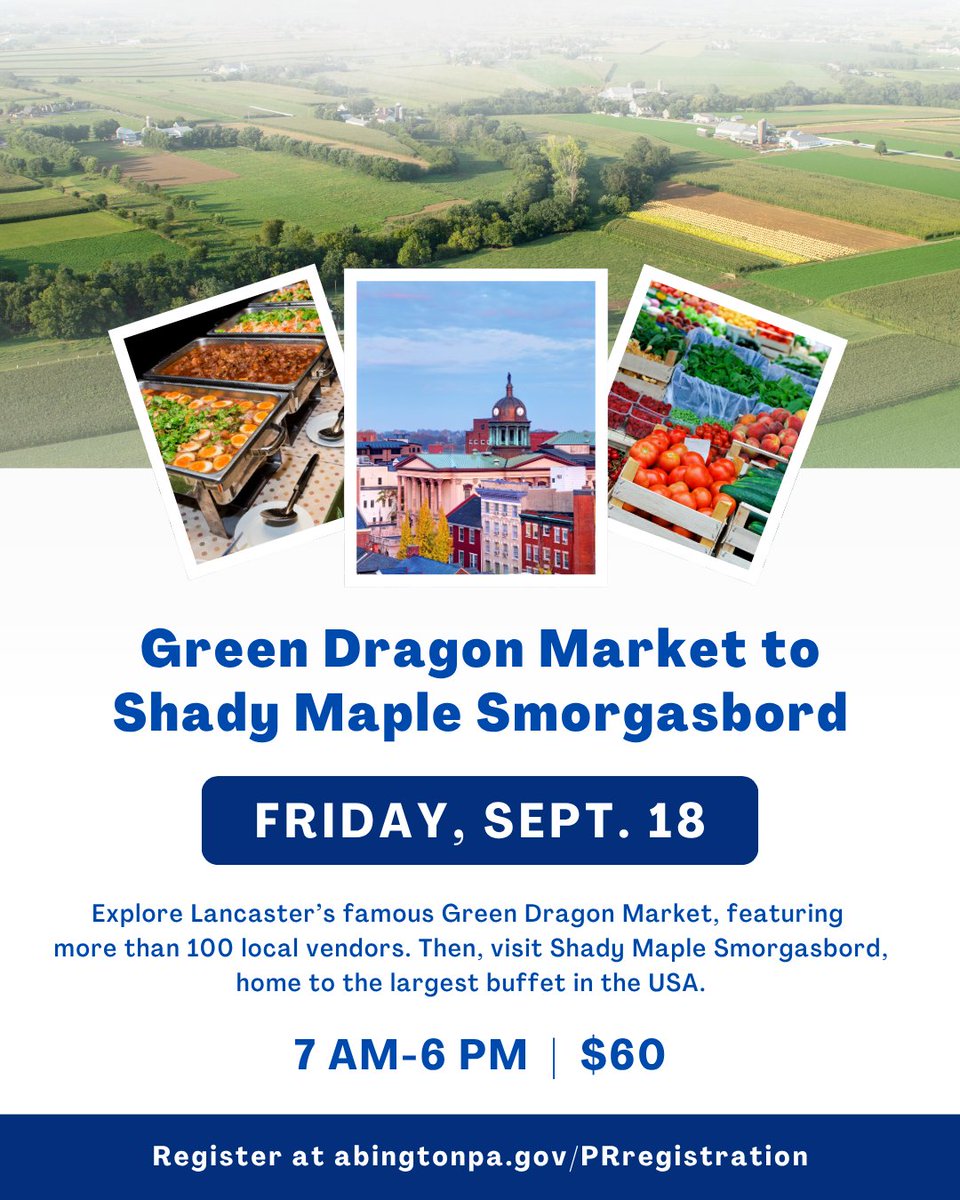 AbingtonPA's tweet photo. Join us on Friday, September 18, for a fun day in Lancaster! For more information and to register, visit https://t.co/AUipVtIOGV. https://t.co/d5QGLIdHWD