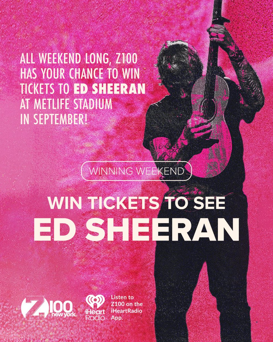 Z100NewYork's tweet photo. FINAL CALL FOR ED SHEERAN TIX🎟️ Tune in to win tickets to the “LOOP” Tour on September 5th! 🎸🔥 https://t.co/9H8ZYLcM6K 

Brought to you by CTown and Bravo Supermarkets! 🛒 @ctownmarkets @BravoMarkets https://t.co/smiuaA5ts0