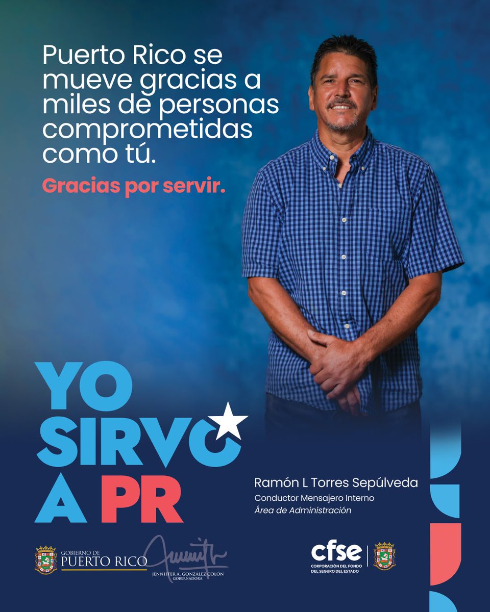 cfsepr's tweet photo. Servir también es estar donde se necesita. Hoy destacamos a Ramón Torres, Conductor Mensajero, quien con responsabilidad y compromiso se encarga de entregar y distribuir materiales y equipos a las facilidades de la CFSE alrededor de Puerto
¡Gracias, Ramón!
#YoSirvoAPR #CFSE https://t.co/IPKR1Ynbnn