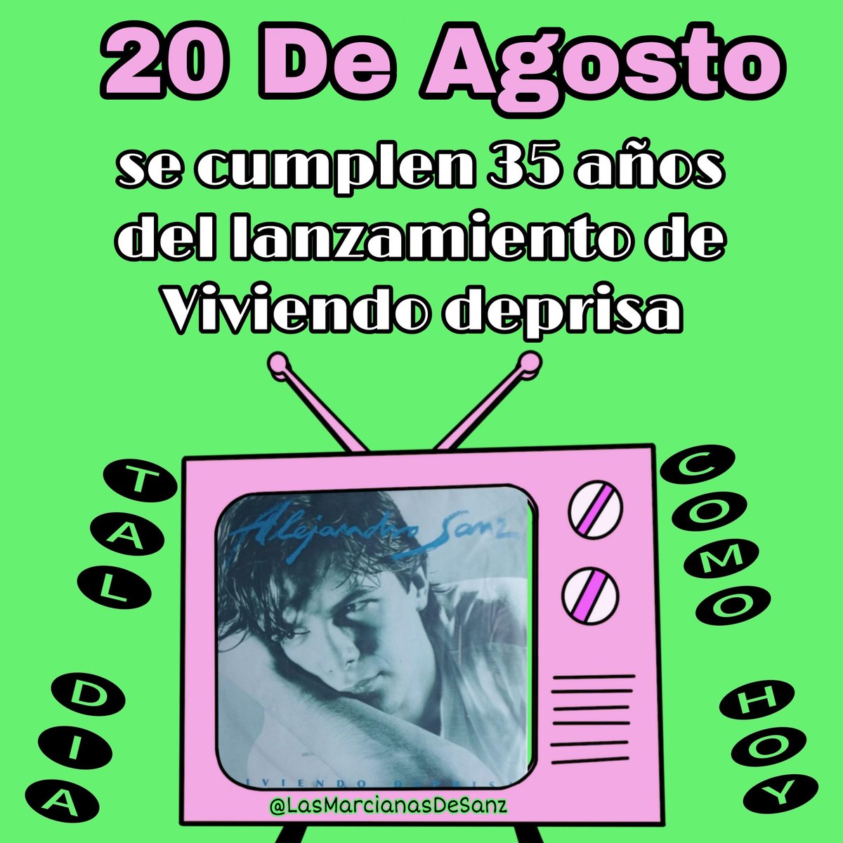 MarcianasDeSanz's tweet photo. Un día como hoy de 1991 #AlejandroSanz lanzaba su primer álbum #ViviendoDeprisa 🥰 se cumplen 35 años del primer gran capítulo de una historia que estaba destinada a convertirse en leyenda 🥹
#TalDíaComoHoy #Recuerdo 
#LoNuestroEsDeOtroPlaneta 👽
#LasMarcianasDeSanz https://t.co/WY8gXS4D60