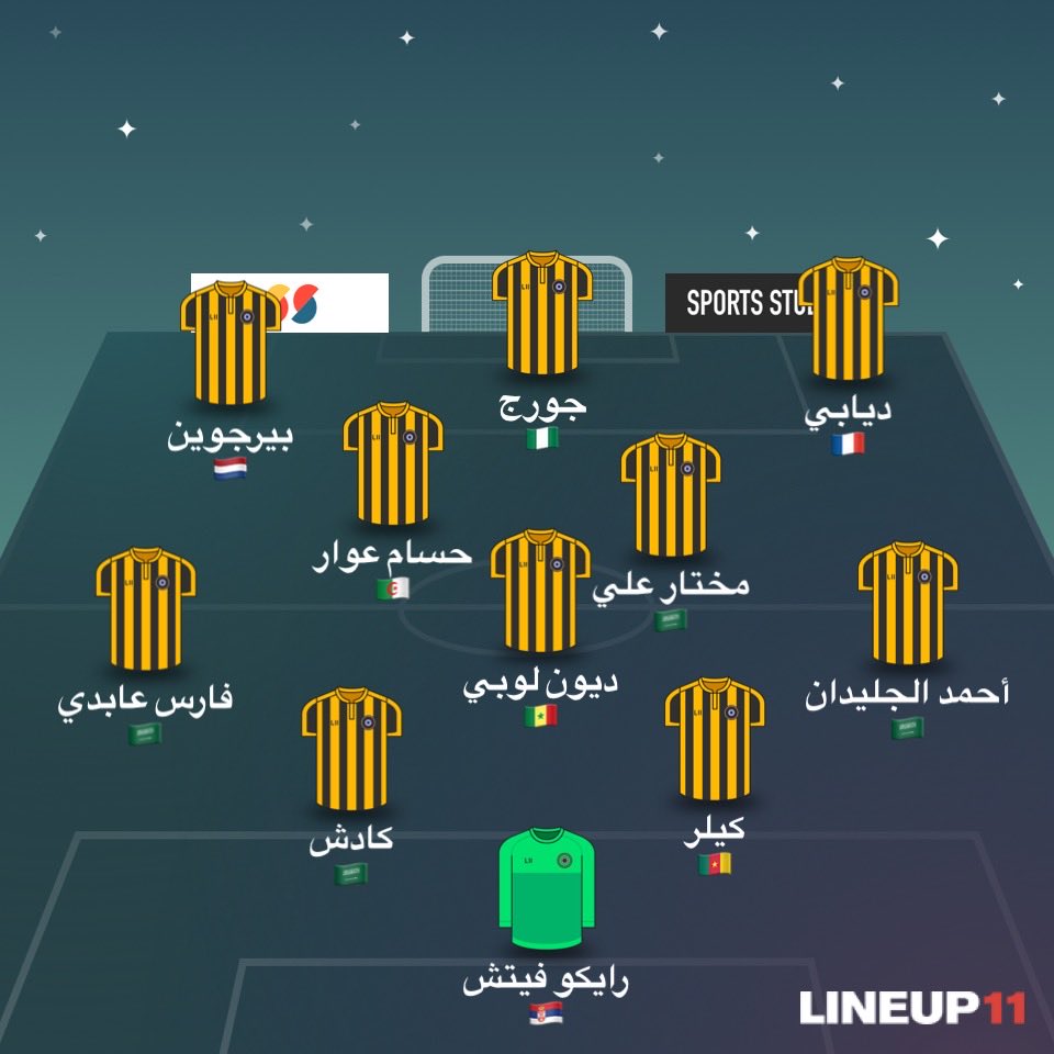 OYS98's tweet photo. @AImodrj هذه أفضل تشكيلة من وجهة نظري مفروض المدرب يخلي ديابي يساند الجليدان وقت المرتدة وبيرجوين يساند فارس عابدي وقت المرتدة ويتبادل الأدوار حسام عوار ومختار علي التغطية مع ديون لوبي في مركز محور 6 يعني إذا تراجع مختار علي مع ديون لوبي يساند حسام عوار الهجوم وقت الارتداد والعكس لمختار https://t.co/KCKXYJ0BYH
